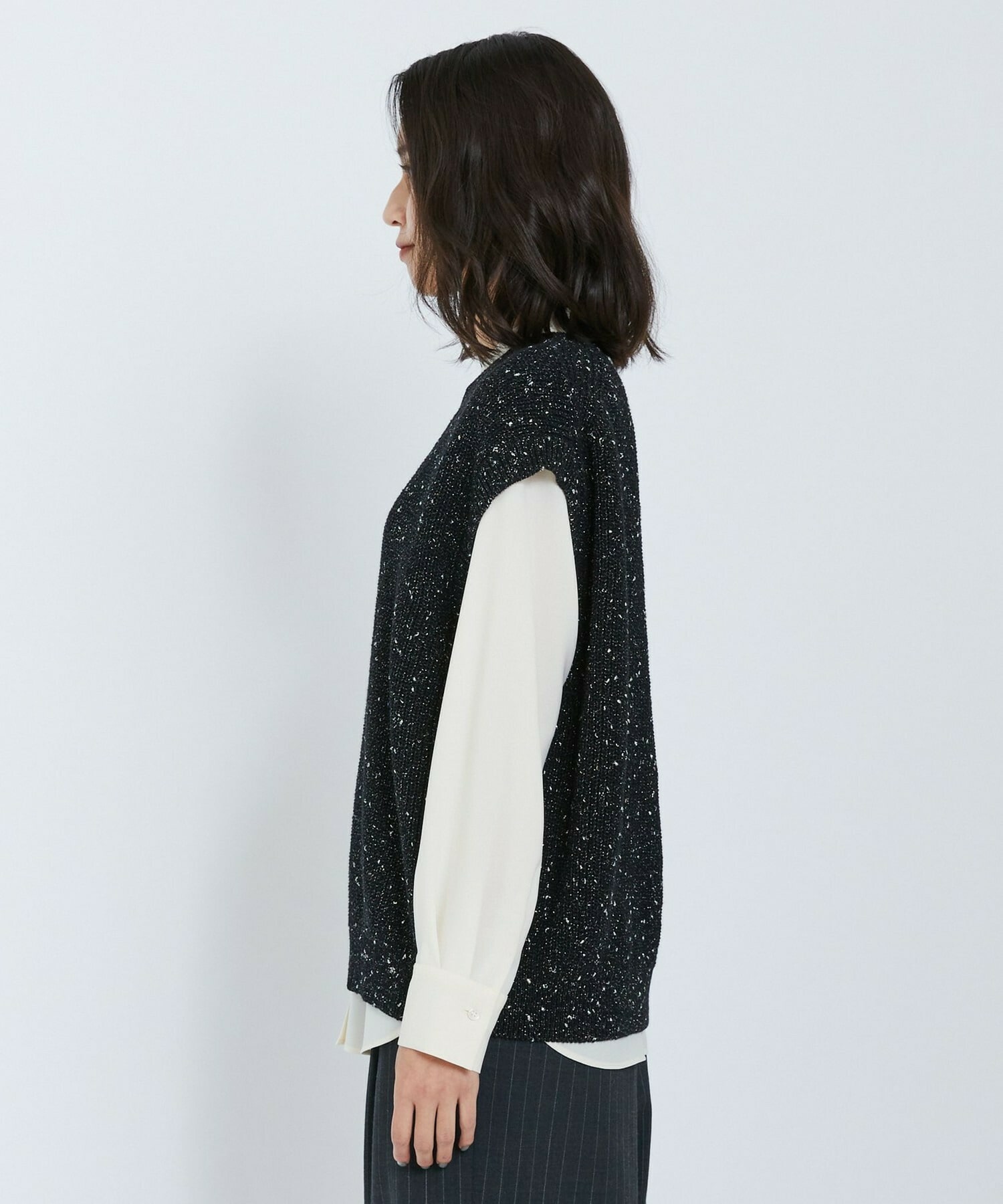 【L'EQUIPE】ラメノットニットジレ 詳細画像 ブラック 10