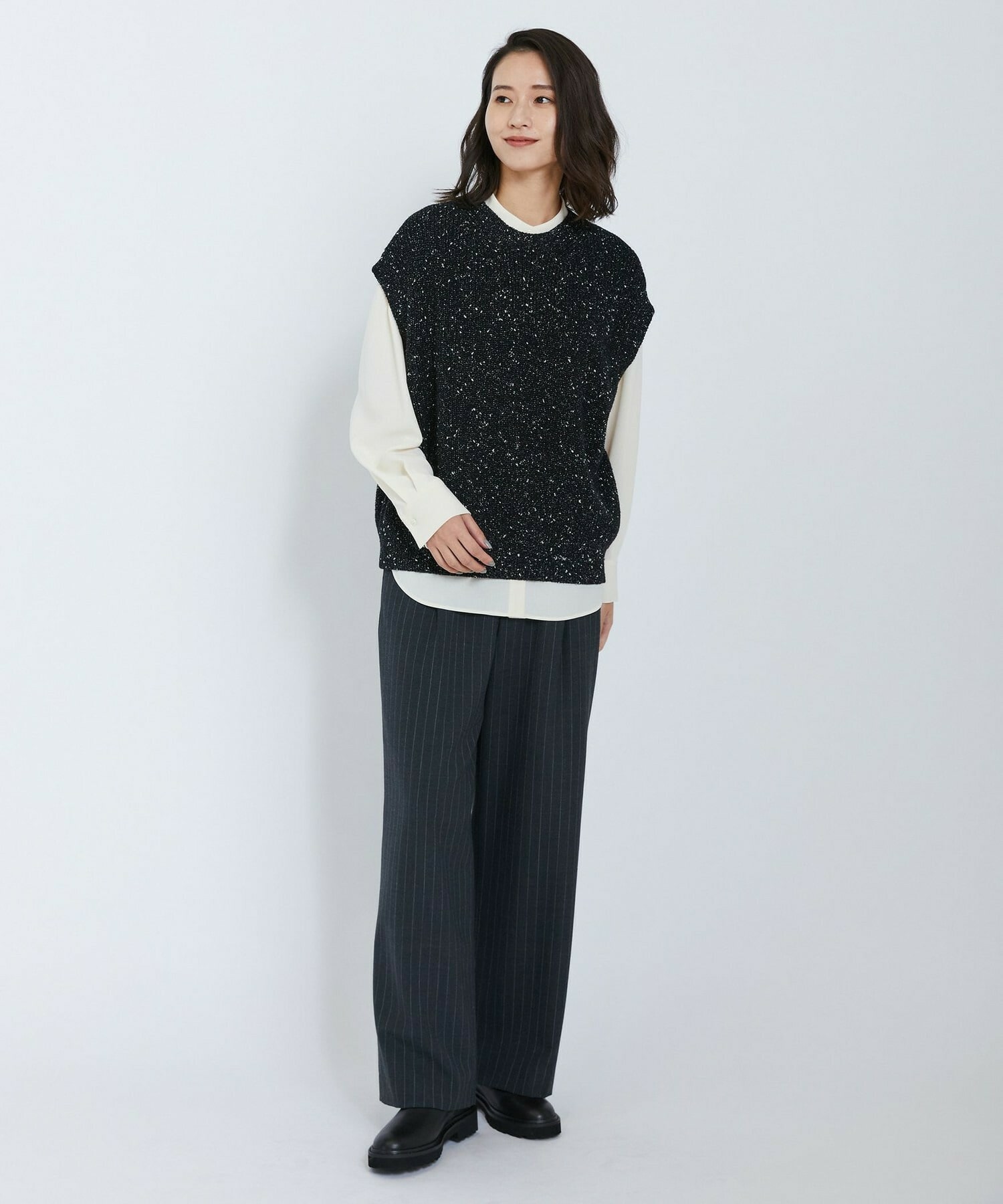 【L'EQUIPE】ラメノットニットジレ 詳細画像 ブラック 6