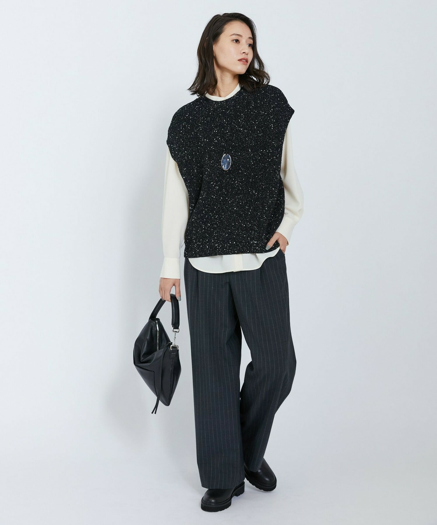 【L'EQUIPE】ラメノットニットジレ 詳細画像 ブラック 8