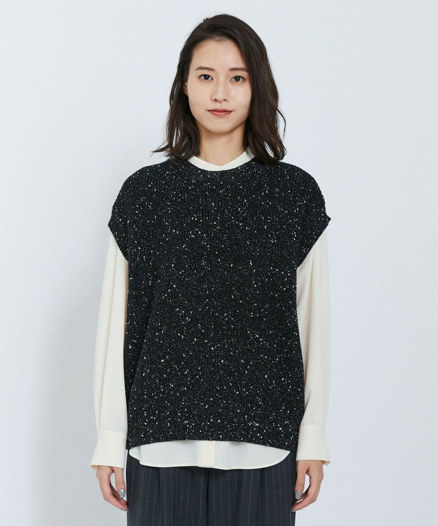 【L'EQUIPE】ラメノットニットジレ 詳細画像 ブラック 9