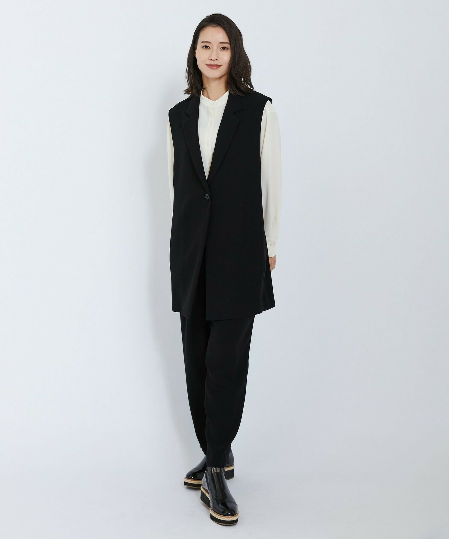 【L'EQUIPE】バックサテンテーラードカラージレ 詳細画像 ブラック 3