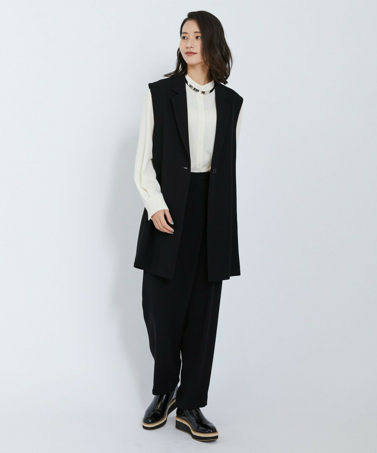 【L'EQUIPE】バックサテンテーラードカラージレ 詳細画像 ブラック 5