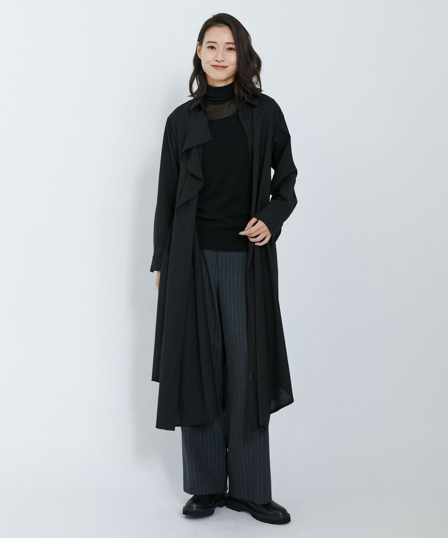 【L'EQUIPE】【Lサイズ】2wayピンストライプパンツ 詳細画像 チャコールグレー 5