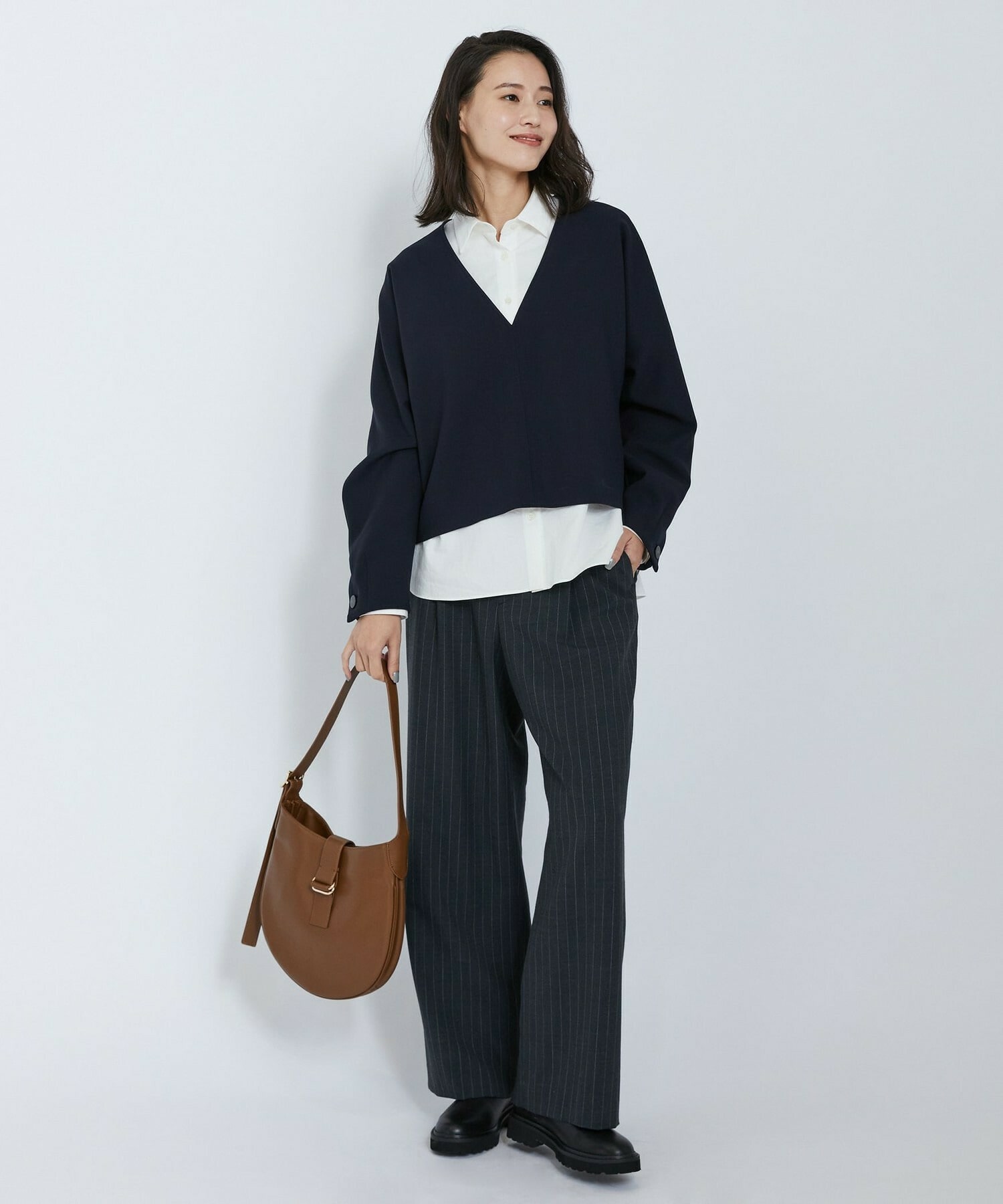 【L'EQUIPE】【Lサイズ】2wayピンストライプパンツ 詳細画像 チャコールグレー 7