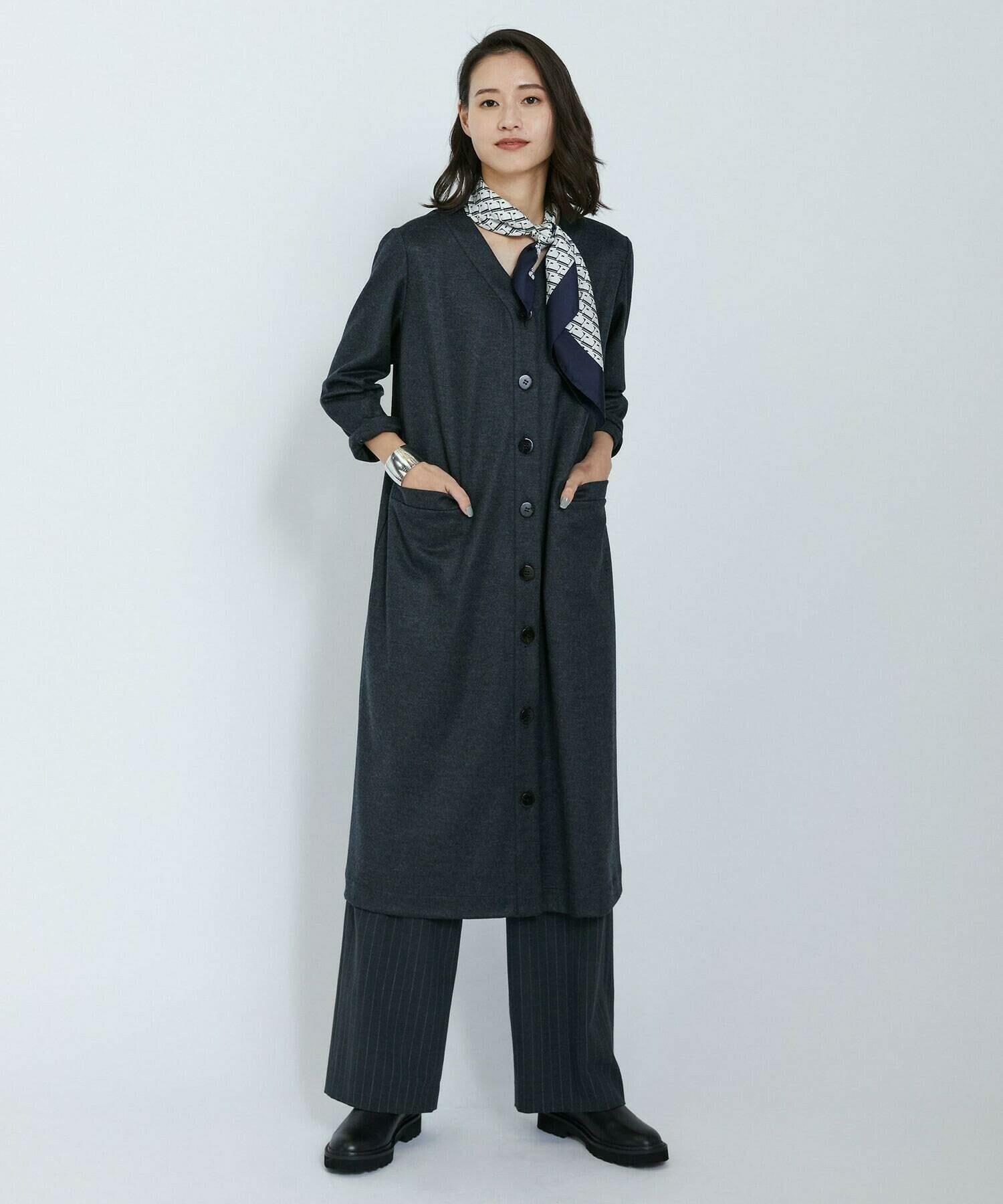 【L'EQUIPE】【Lサイズ】圧縮スムースワンピース 詳細画像 チャコールグレー 3