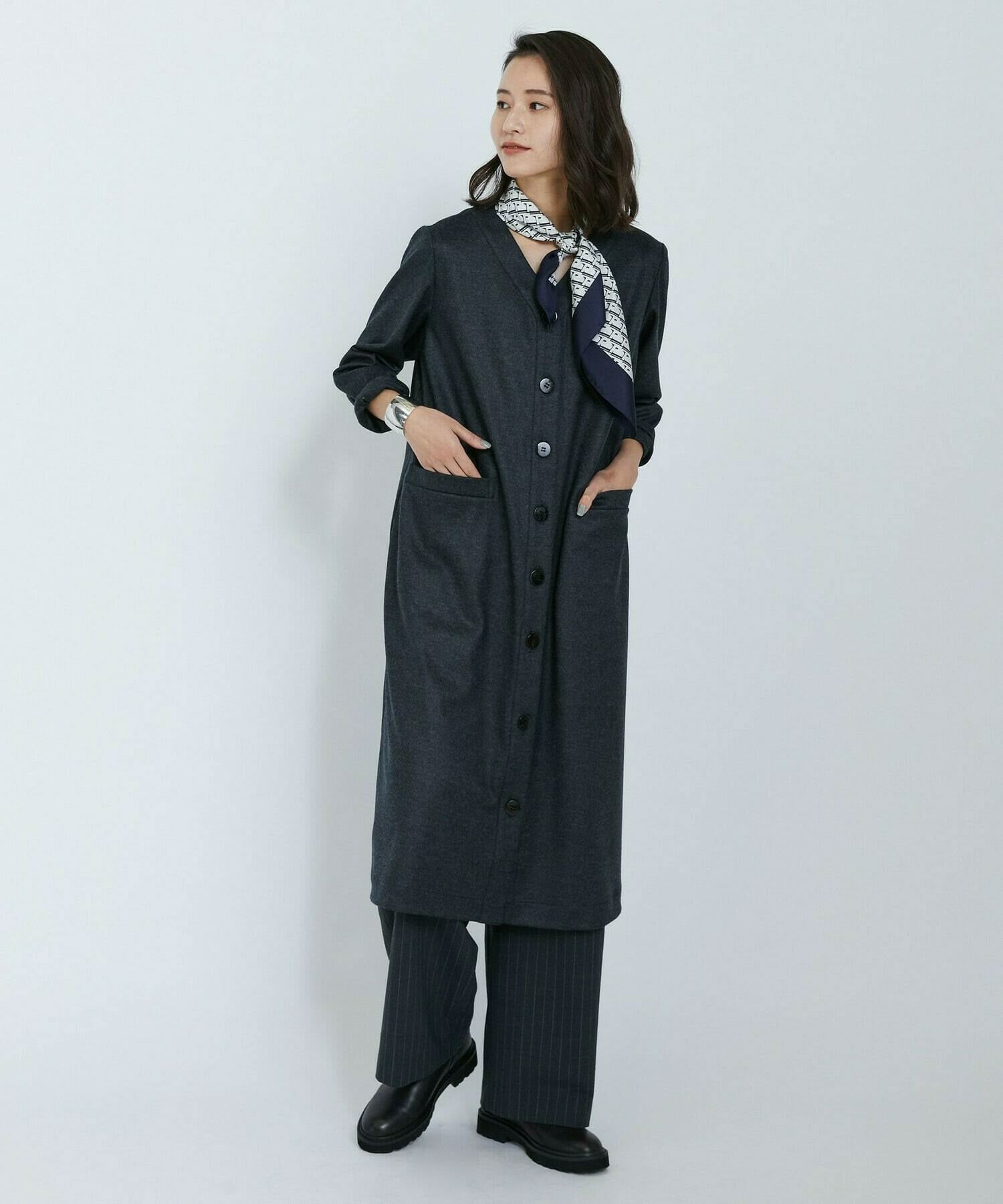 【L'EQUIPE】【Lサイズ】圧縮スムースワンピース 詳細画像 チャコールグレー 4