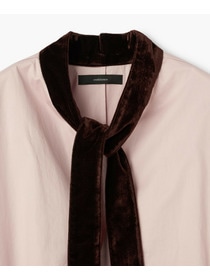 【endalence】Rコットン×ベルベットボウタイブラウス 詳細画像 ブラック 14