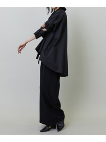 【endalence】Rコットン×ベルベットボウタイブラウス 詳細画像 ブラック 2