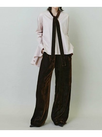 【endalence】Rコットン×ベルベットボウタイブラウス 詳細画像 ブラック 7