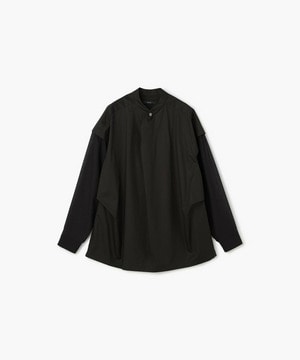 【endalence】Rコットン×シアーウールプルオーバーブラウス 詳細画像 ブラック 1
