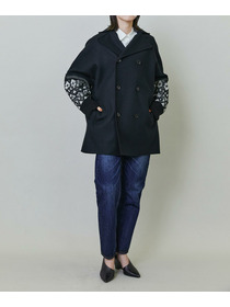 【endalence】Sメルトンノルディック柄スリーブコート 詳細画像 グリーン 1