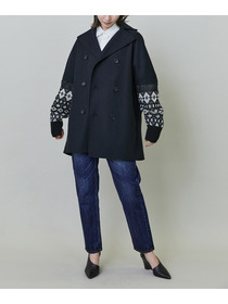 【endalence】Sメルトンノルディック柄スリーブコート 詳細画像 グリーン 7