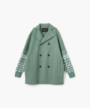 【endalence】Sメルトンノルディック柄スリーブコート 詳細画像 グリーン 1