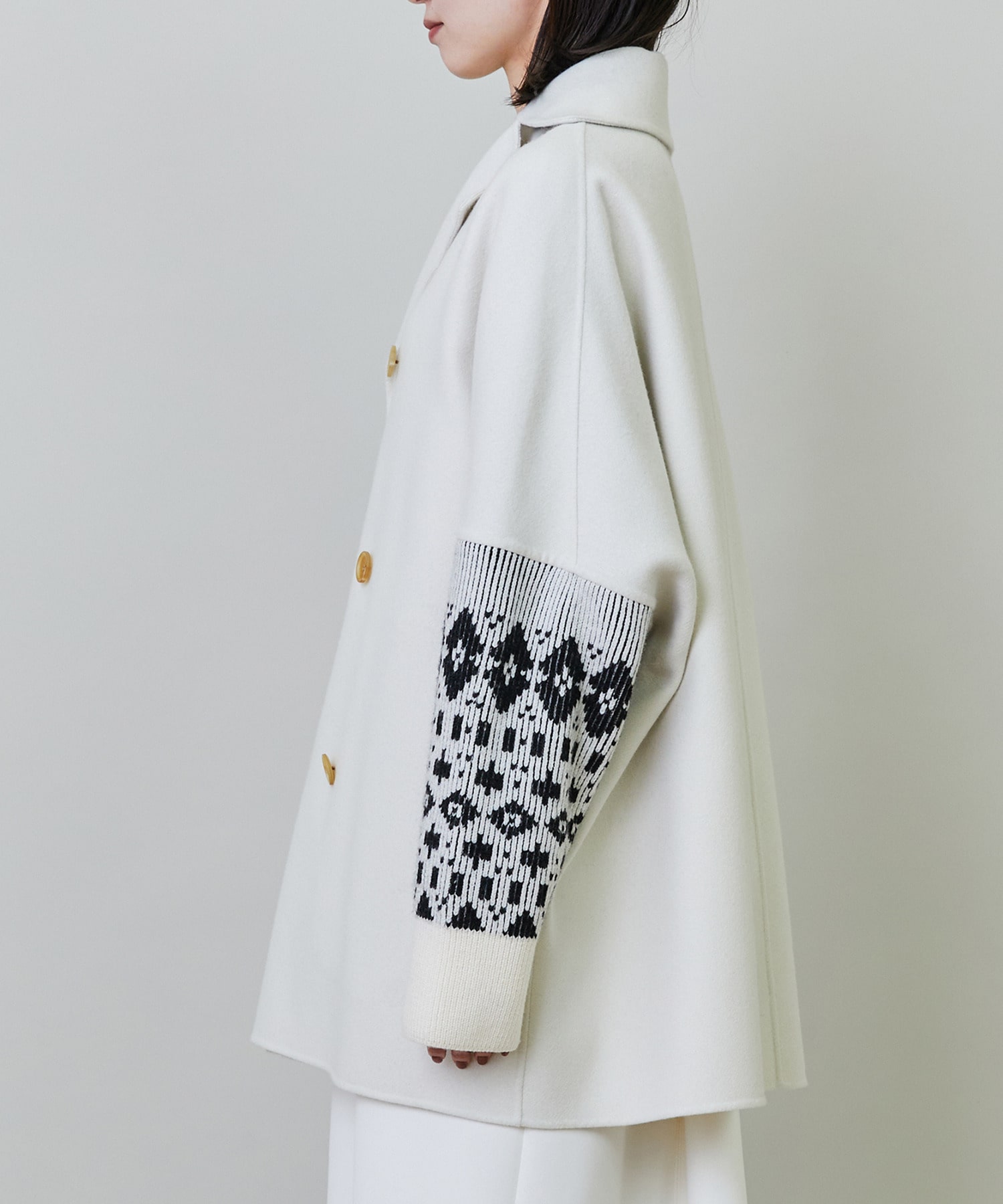 【endalence】Sメルトンノルディック柄スリーブコート 詳細画像 グリーン 24