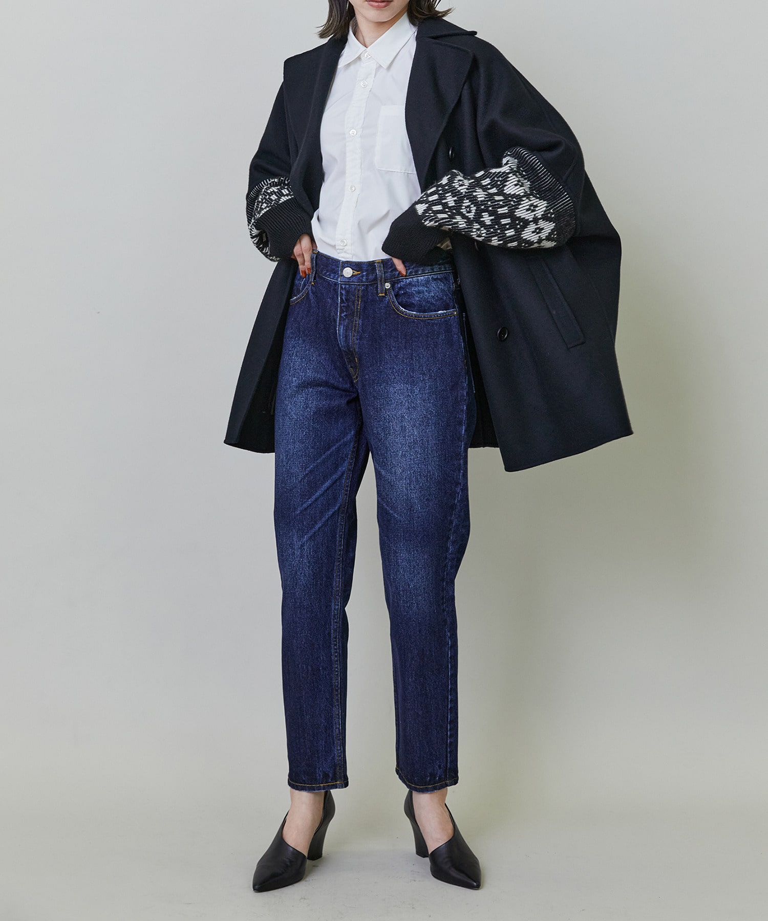 【endalence】Sメルトンノルディック柄スリーブコート 詳細画像 グリーン 3