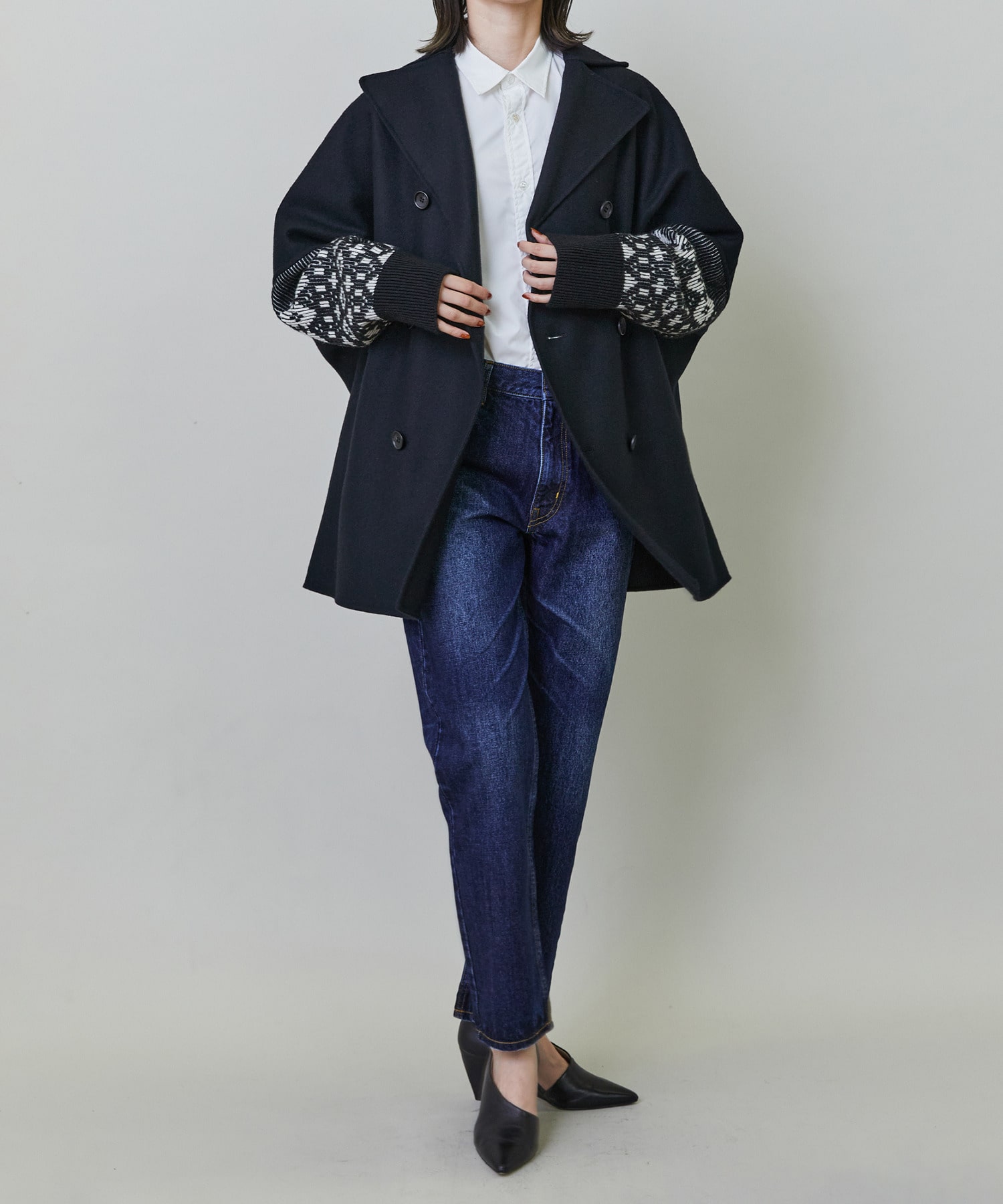 【endalence】Sメルトンノルディック柄スリーブコート 詳細画像 グリーン 6