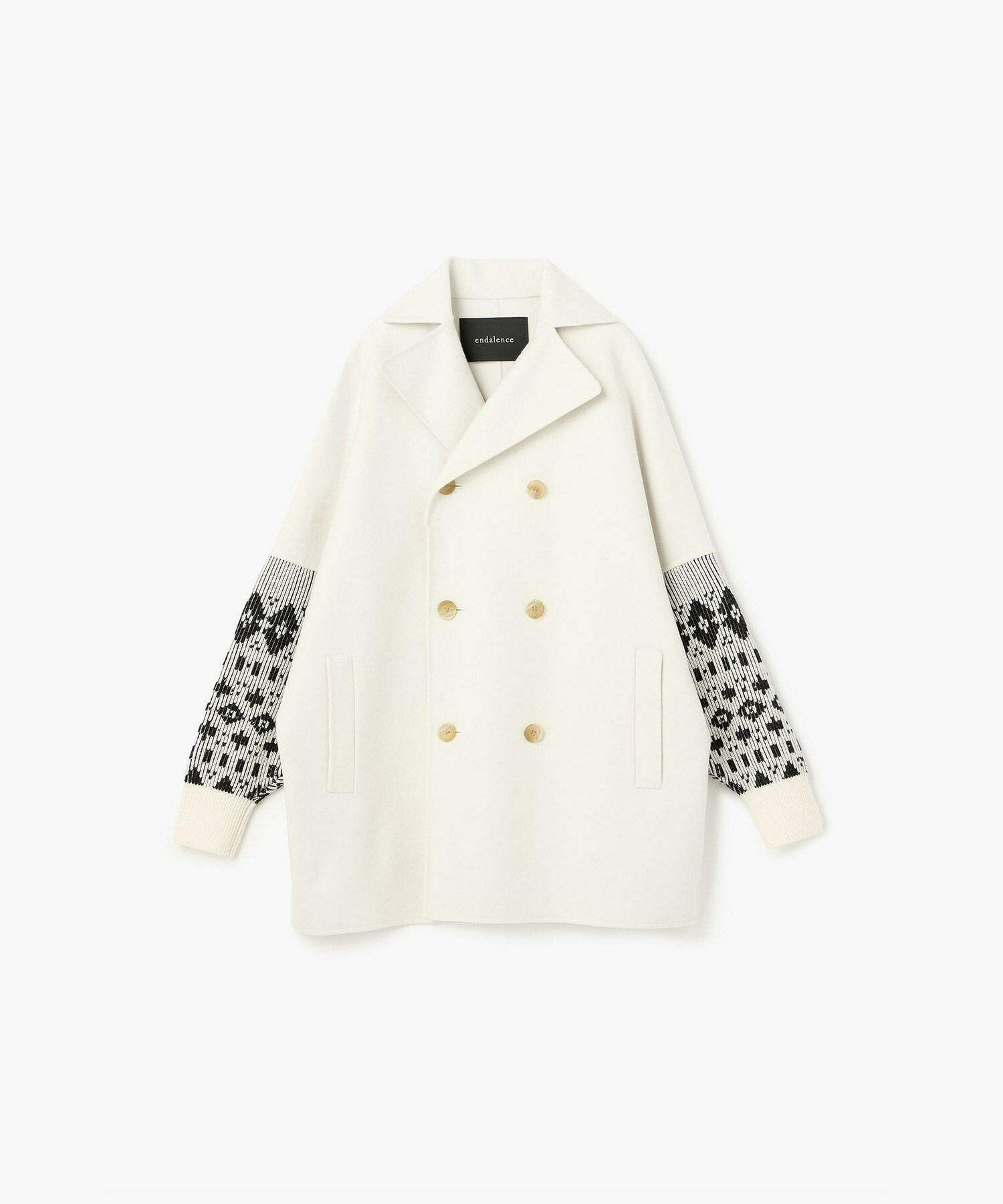 【endalence】Sメルトンノルディック柄スリーブコート 詳細画像 オフホワイト 1