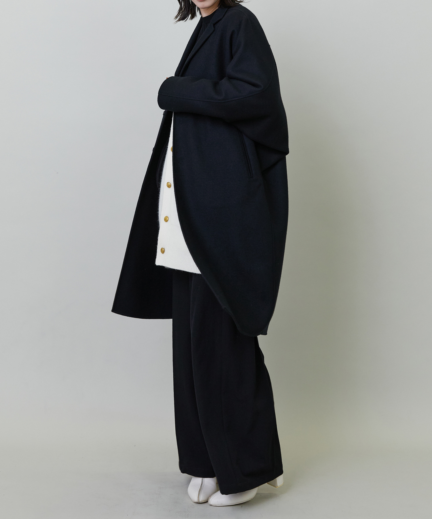 【endalence】Sメルトン変形スリーブコート 詳細画像 ブラック 3