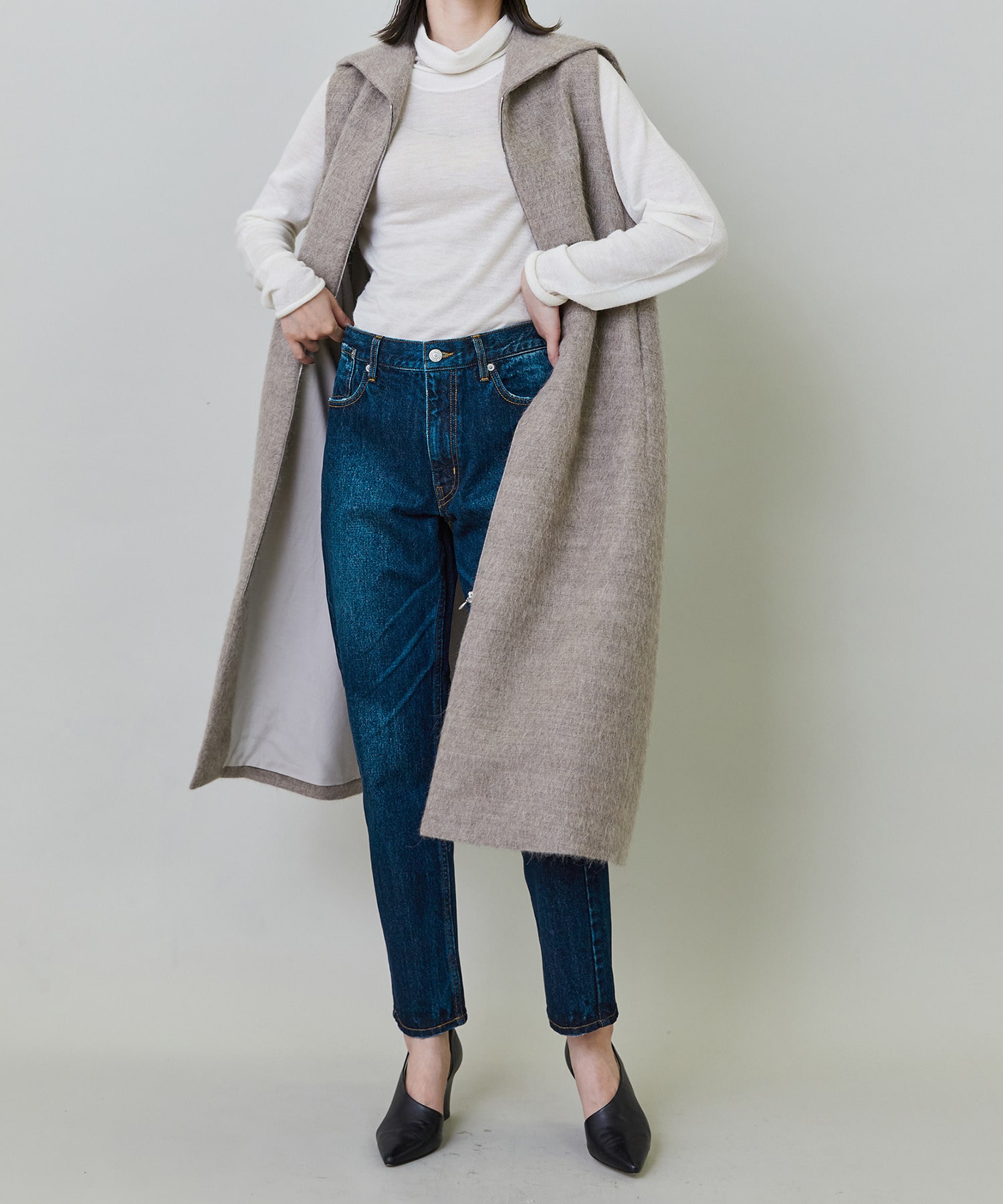 【endalence】エアリーシャギーセーラーカラーロングジレ 詳細画像 モカ 16