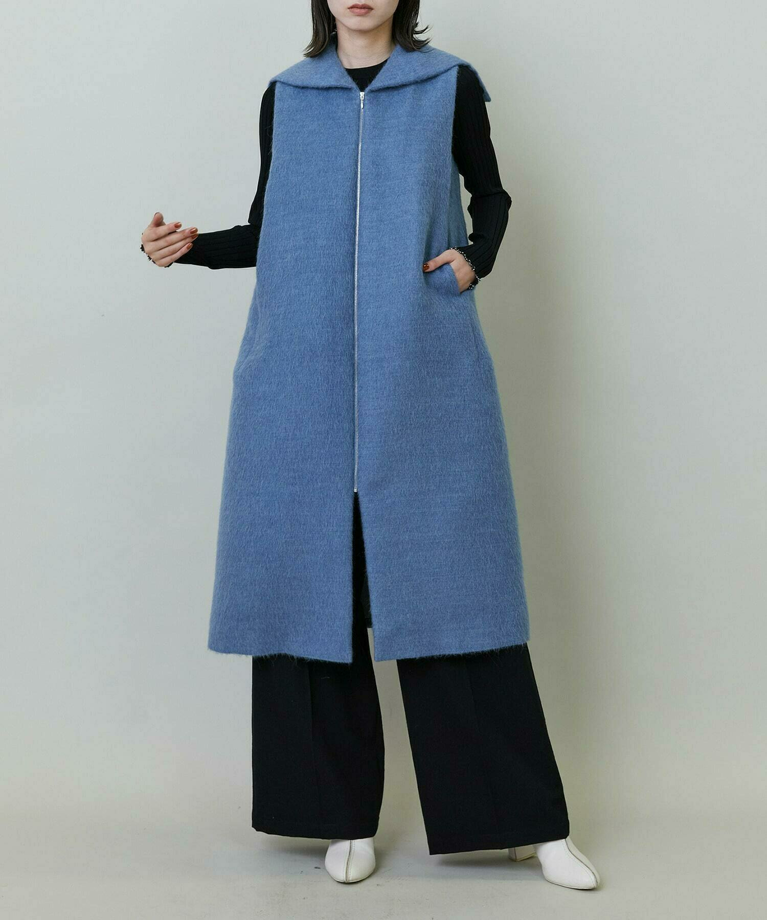 【endalence】エアリーシャギーセーラーカラーロングジレ 詳細画像 モカ 19