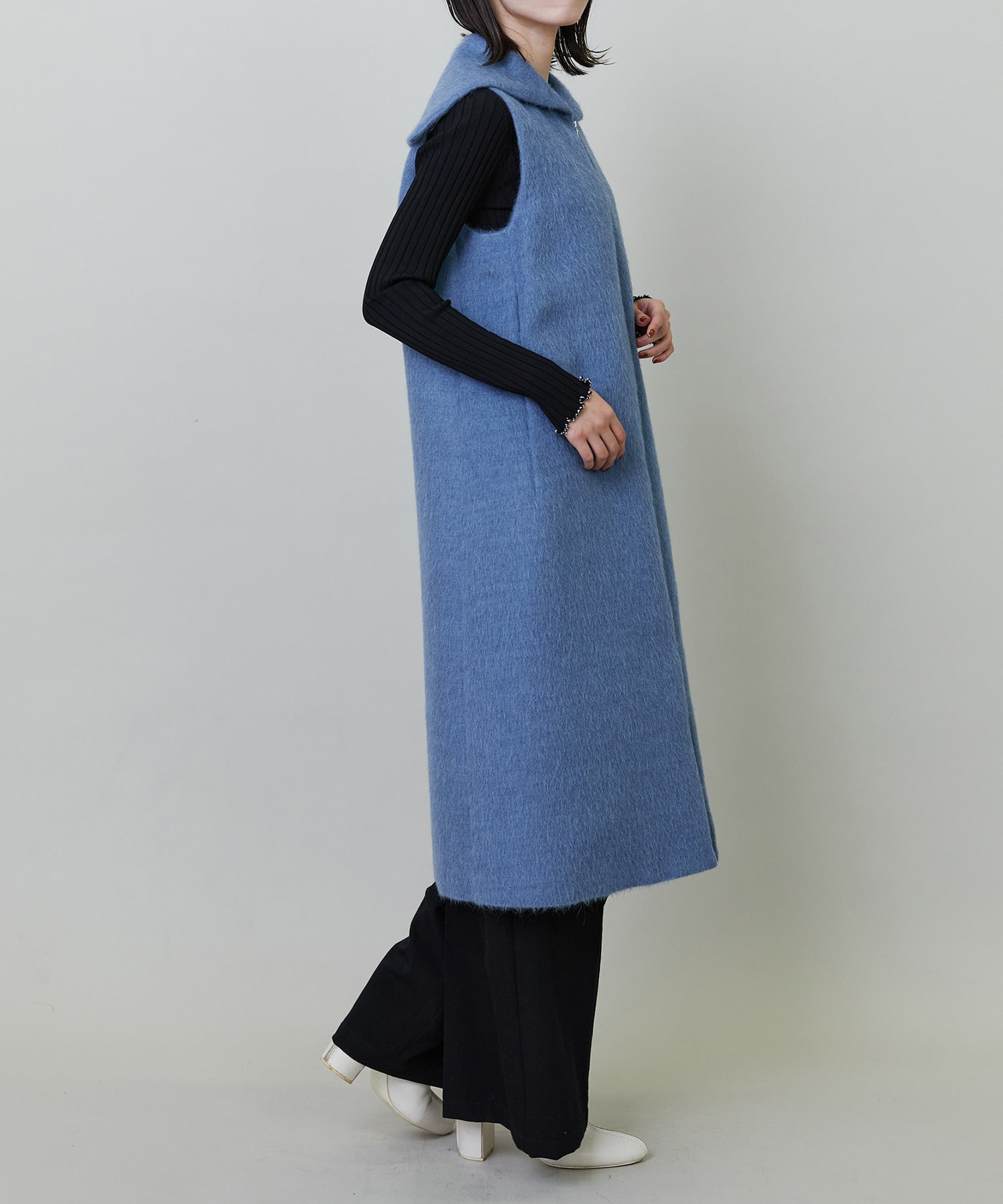 【endalence】エアリーシャギーセーラーカラーロングジレ 詳細画像 モカ 20