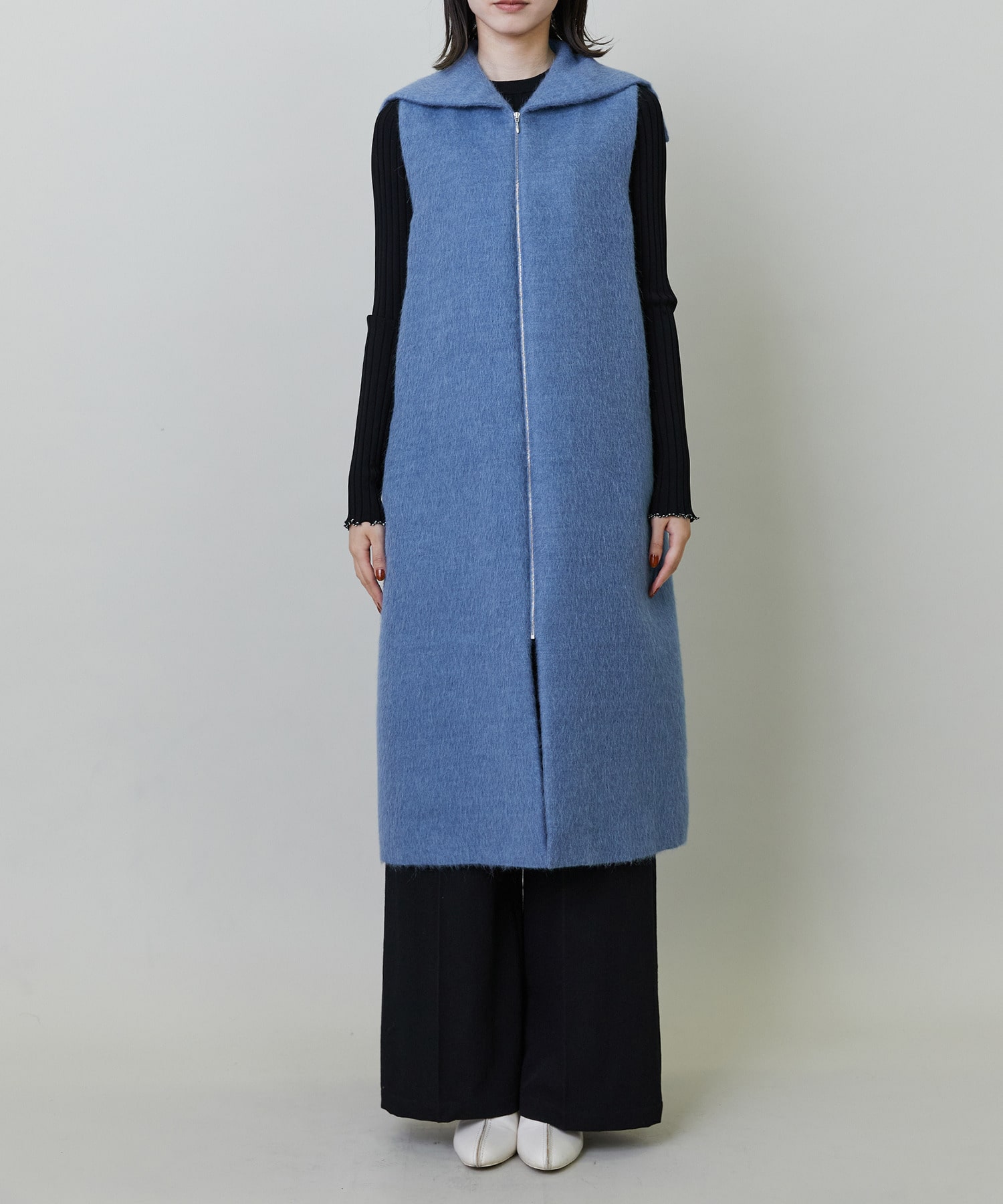 【endalence】エアリーシャギーセーラーカラーロングジレ 詳細画像 モカ 22