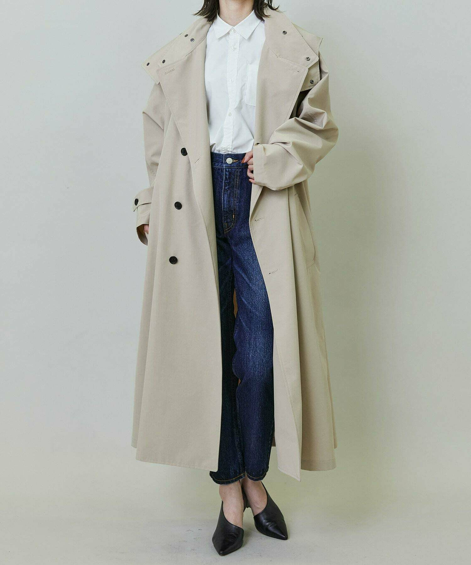 【endalence】リサイクルタフタロングコート 詳細画像 ブラック 1