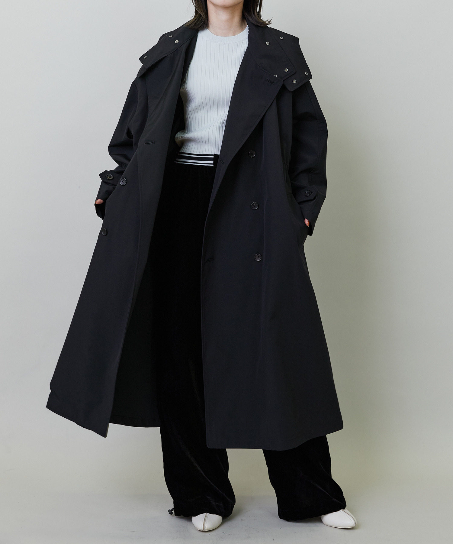 【endalence】リサイクルタフタロングコート 詳細画像 ブラック 19