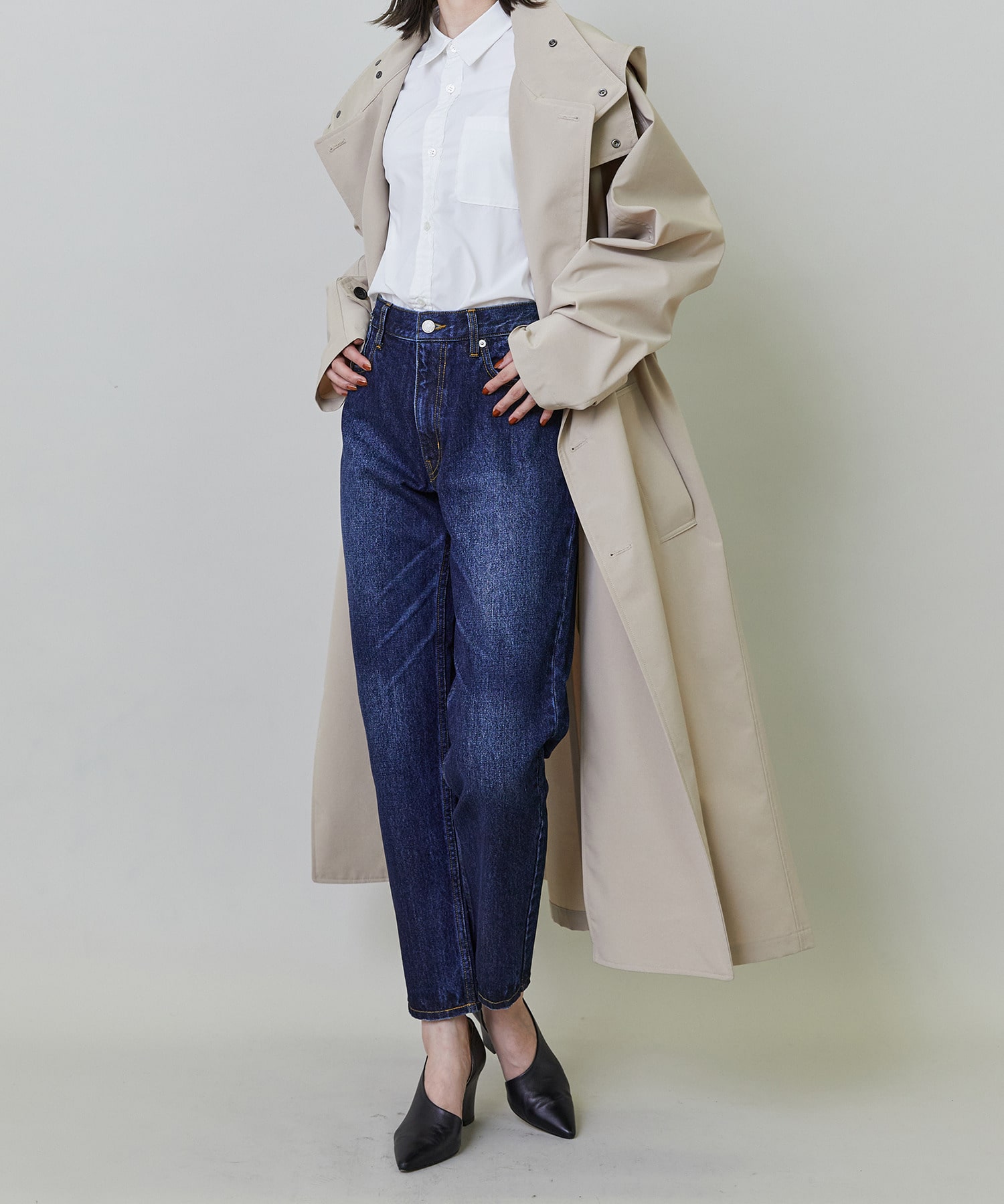 【endalence】リサイクルタフタロングコート 詳細画像 ブラック 2