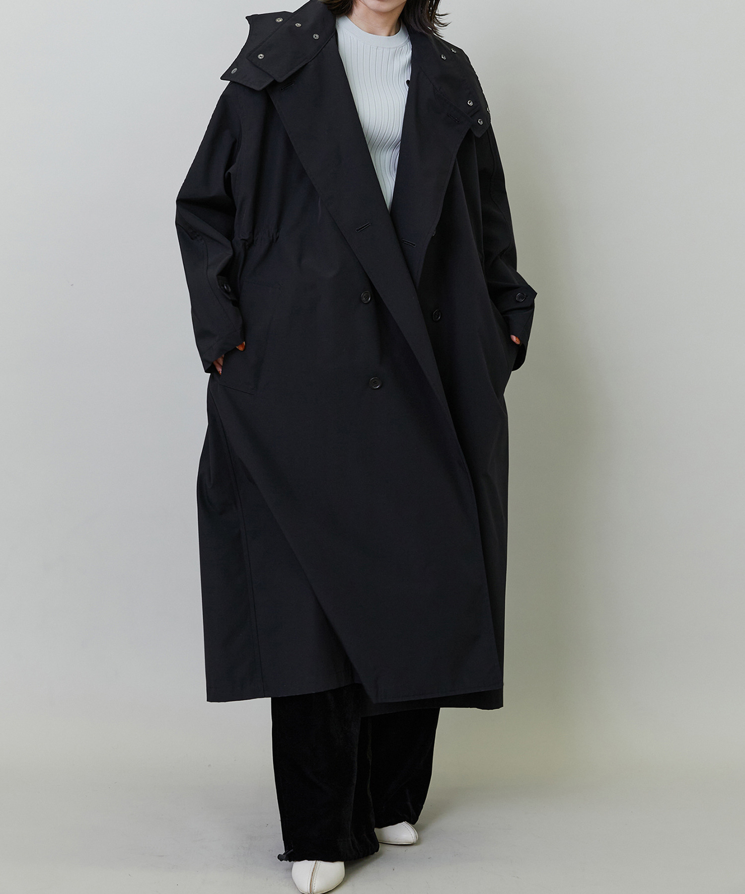 【endalence】リサイクルタフタロングコート 詳細画像 ブラック 20