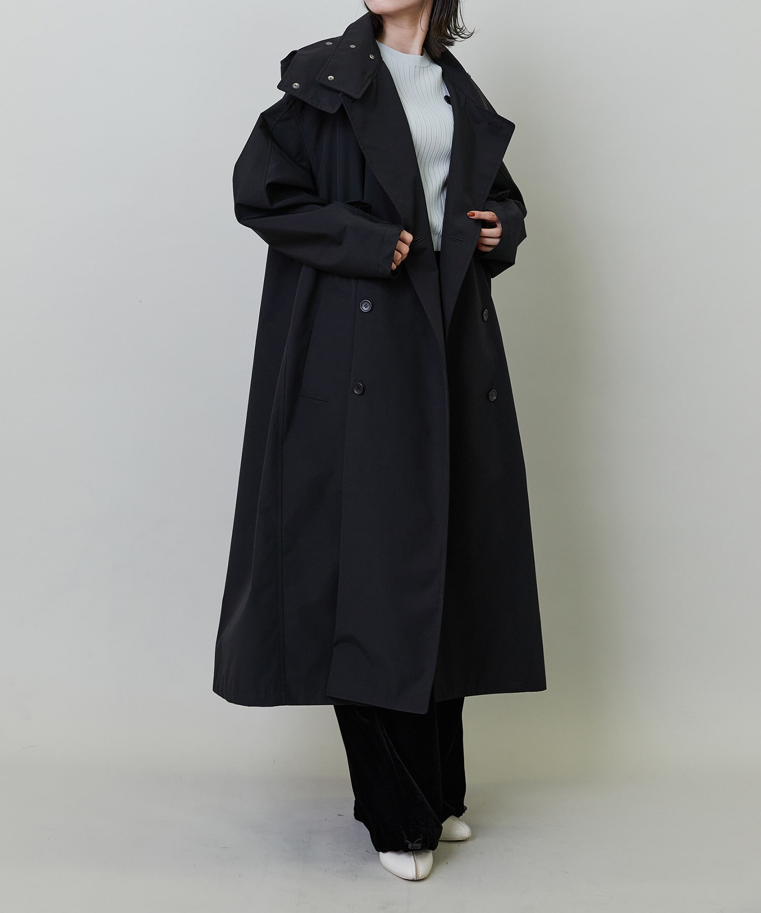 【endalence】リサイクルタフタロングコート 詳細画像 ブラック 22