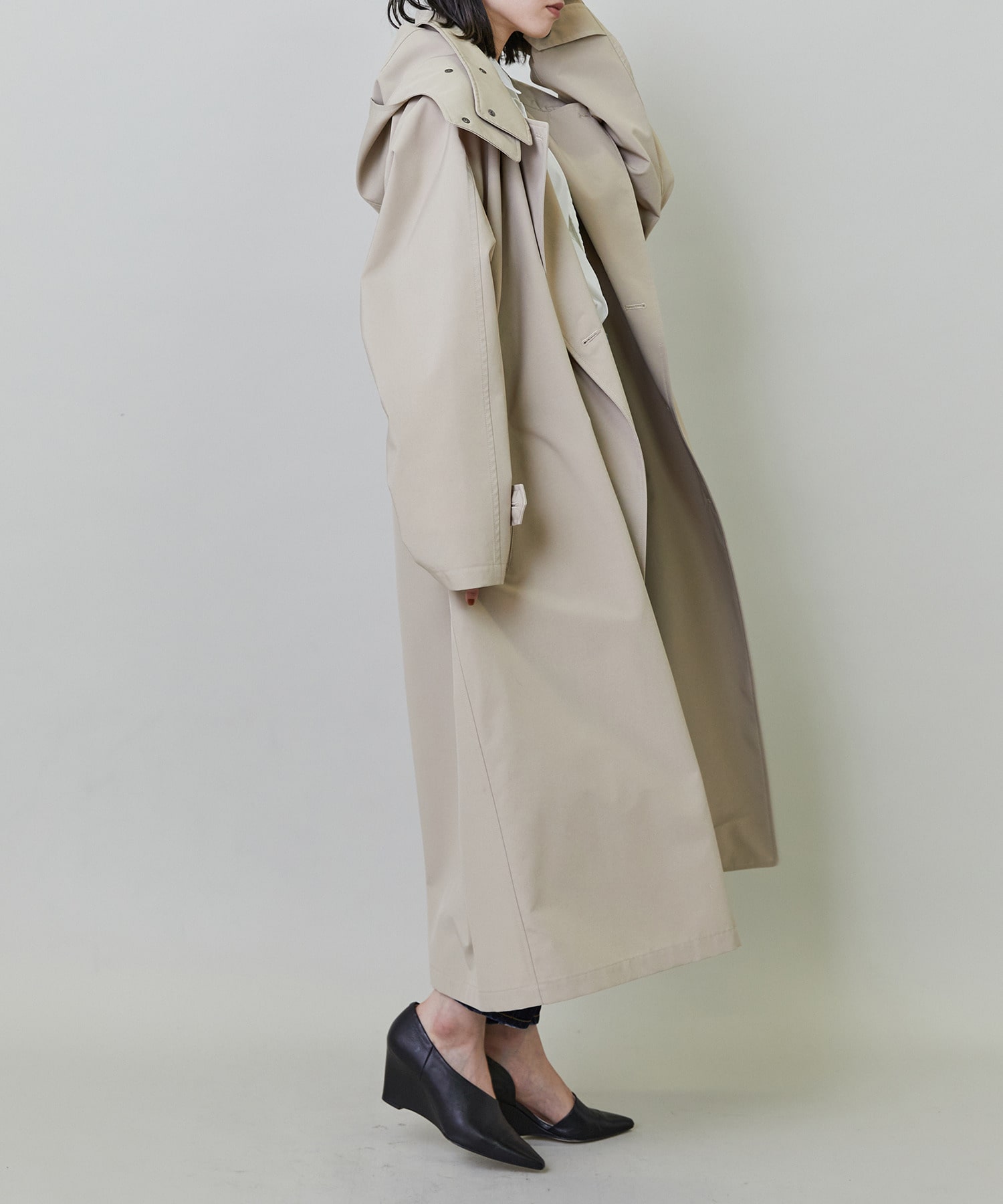 【endalence】リサイクルタフタロングコート 詳細画像 ブラック 3