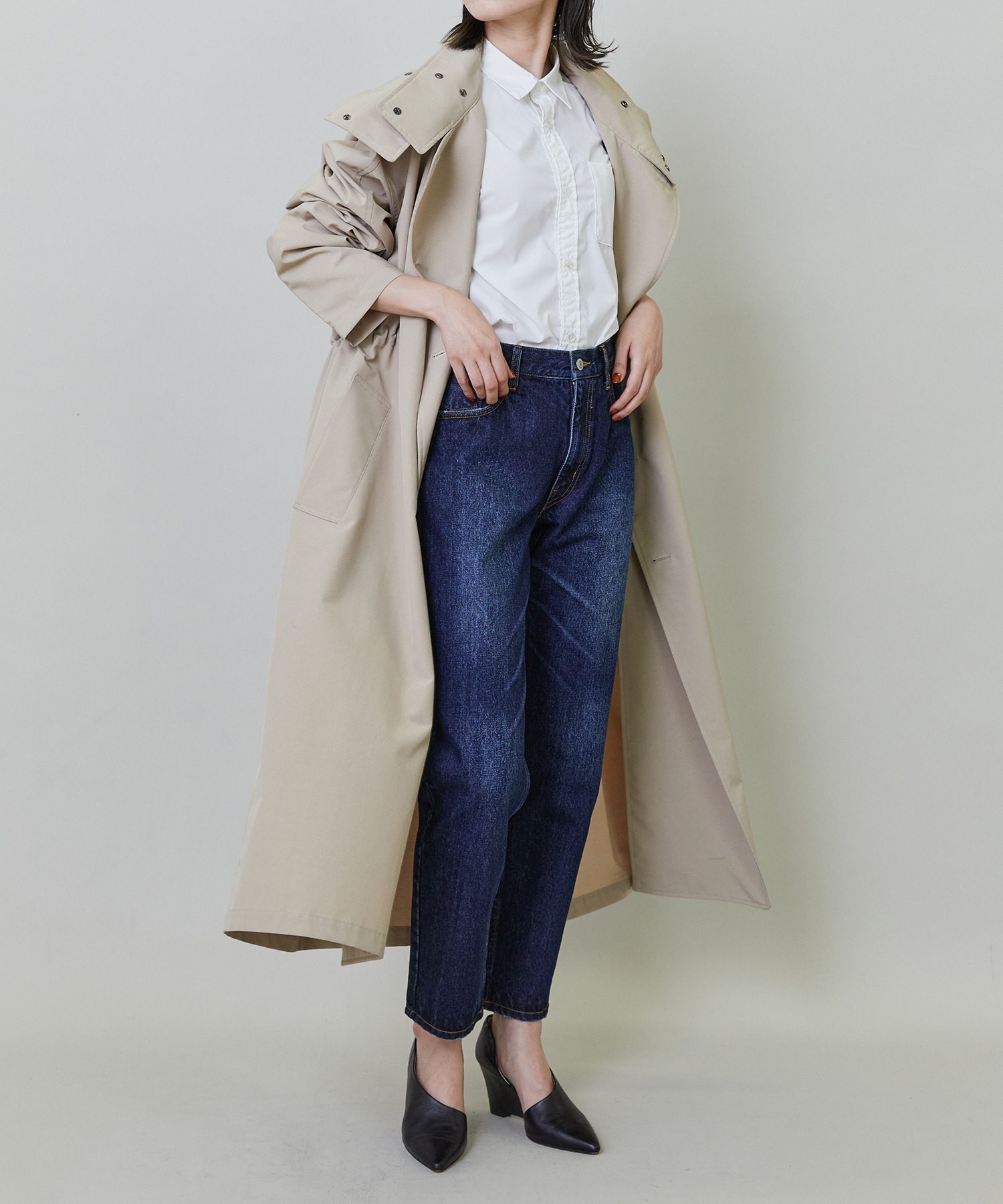 【endalence】リサイクルタフタロングコート 詳細画像 ブラック 5