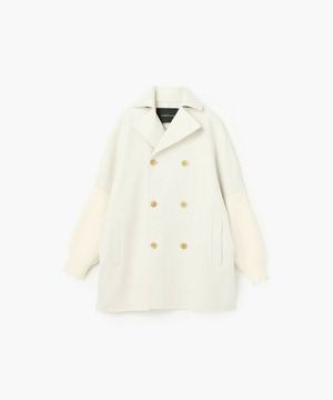 【endalence】Sメルトンダブルブレスト袖リブハーフコート 詳細画像 オフホワイト 1