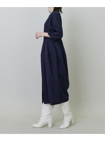 【endalence】強撚ダブルクロススカラップネックラインドレス 詳細画像 ネイビー 2