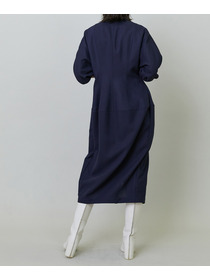 【endalence】強撚ダブルクロススカラップネックラインドレス 詳細画像 ネイビー 3