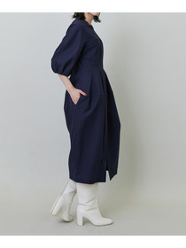 【endalence】強撚ダブルクロススカラップネックラインドレス 詳細画像 ネイビー 4