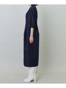 【endalence】強撚ダブルクロススカラップネックラインドレス 詳細画像 ネイビー 6