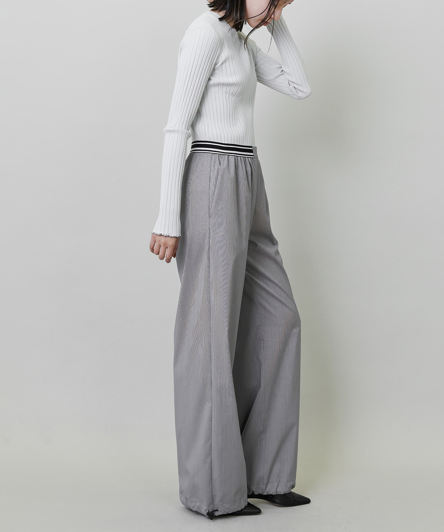 【endalence】120S ストレッチドローストリングパンツ 詳細画像 ブラック 2