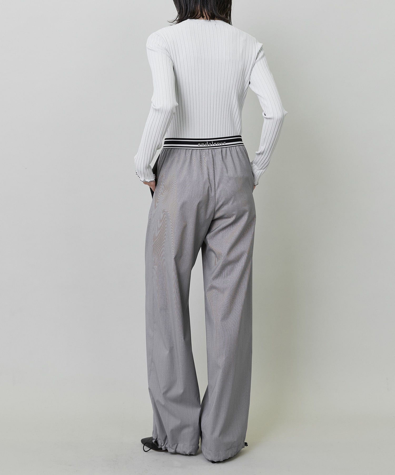 【endalence】120S ストレッチドローストリングパンツ 詳細画像 ブラック 3