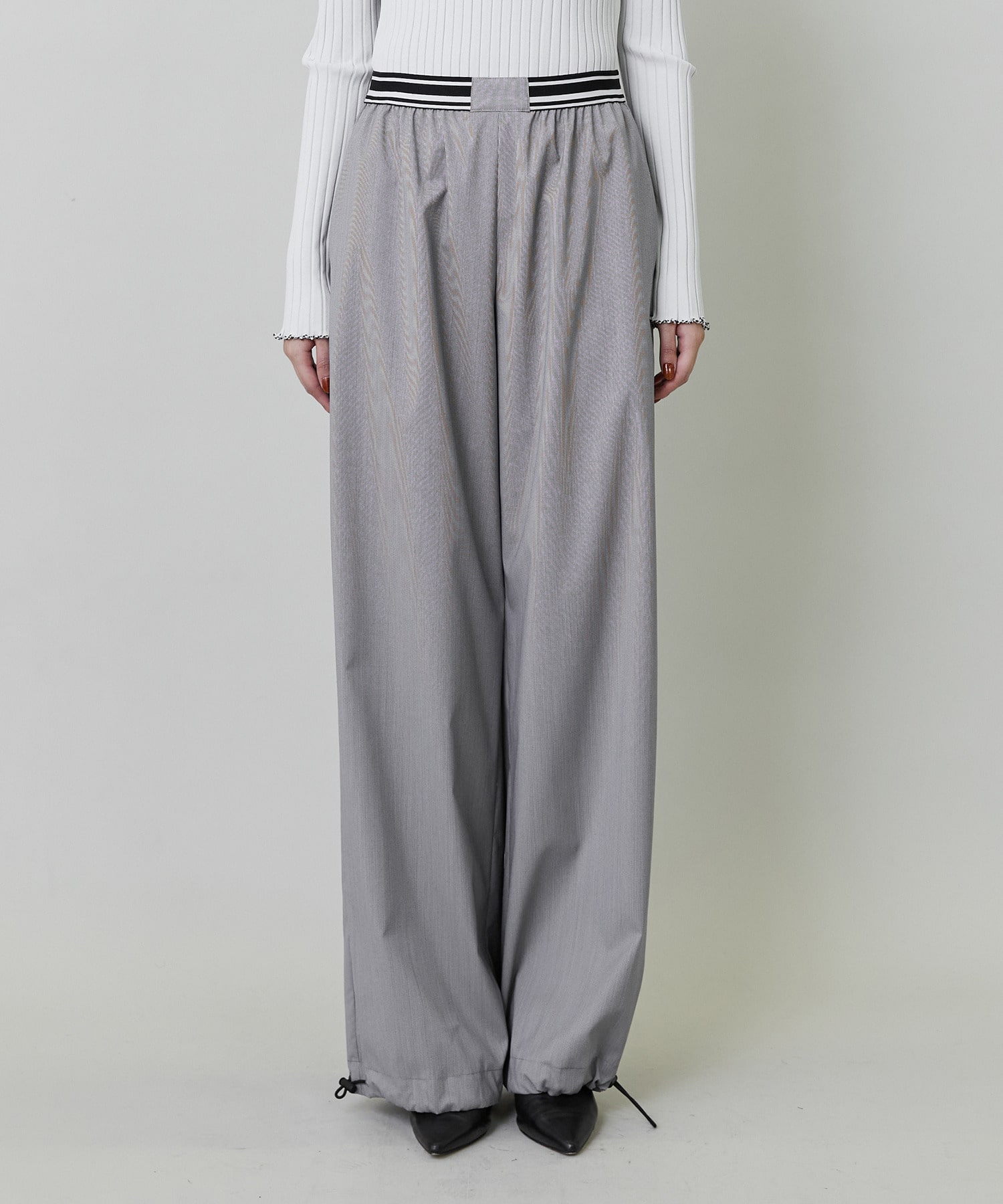 【endalence】120S ストレッチドローストリングパンツ 詳細画像 ブラック 4