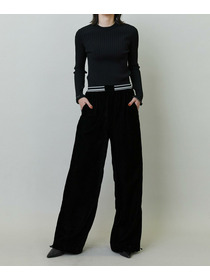 【endalence】ソフトベルベットドローストリングパンツ 詳細画像 ブラック 12