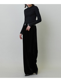 【endalence】ソフトベルベットドローストリングパンツ 詳細画像 ブラック 13