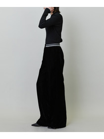 【endalence】ソフトベルベットドローストリングパンツ 詳細画像 ブラック 14