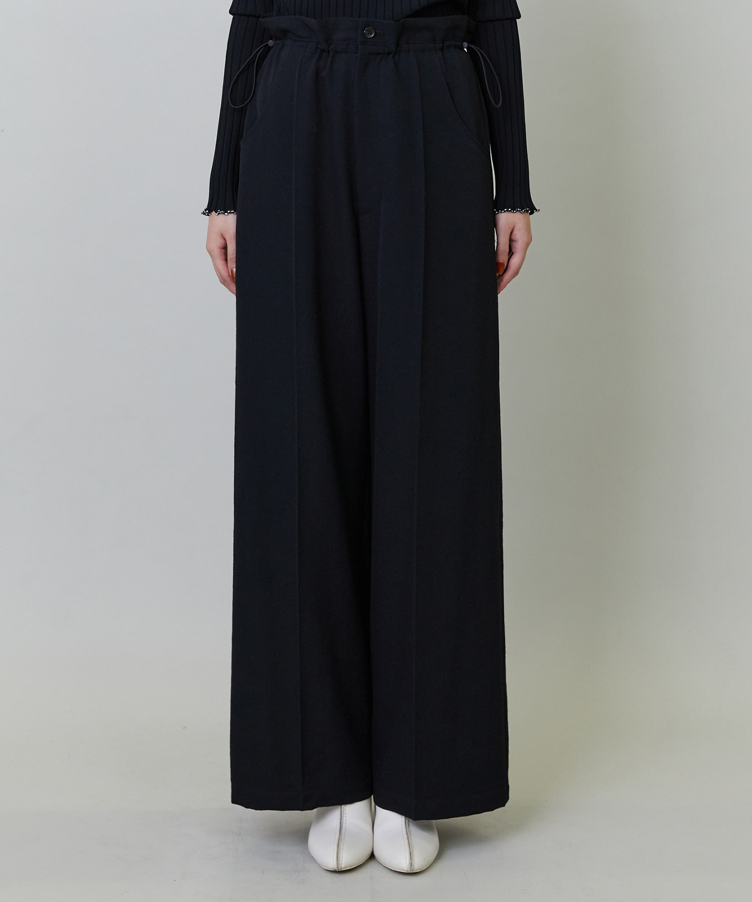 【endalence】タンブラーギャバドローストリングパンツ 詳細画像 チャコールグレー 5