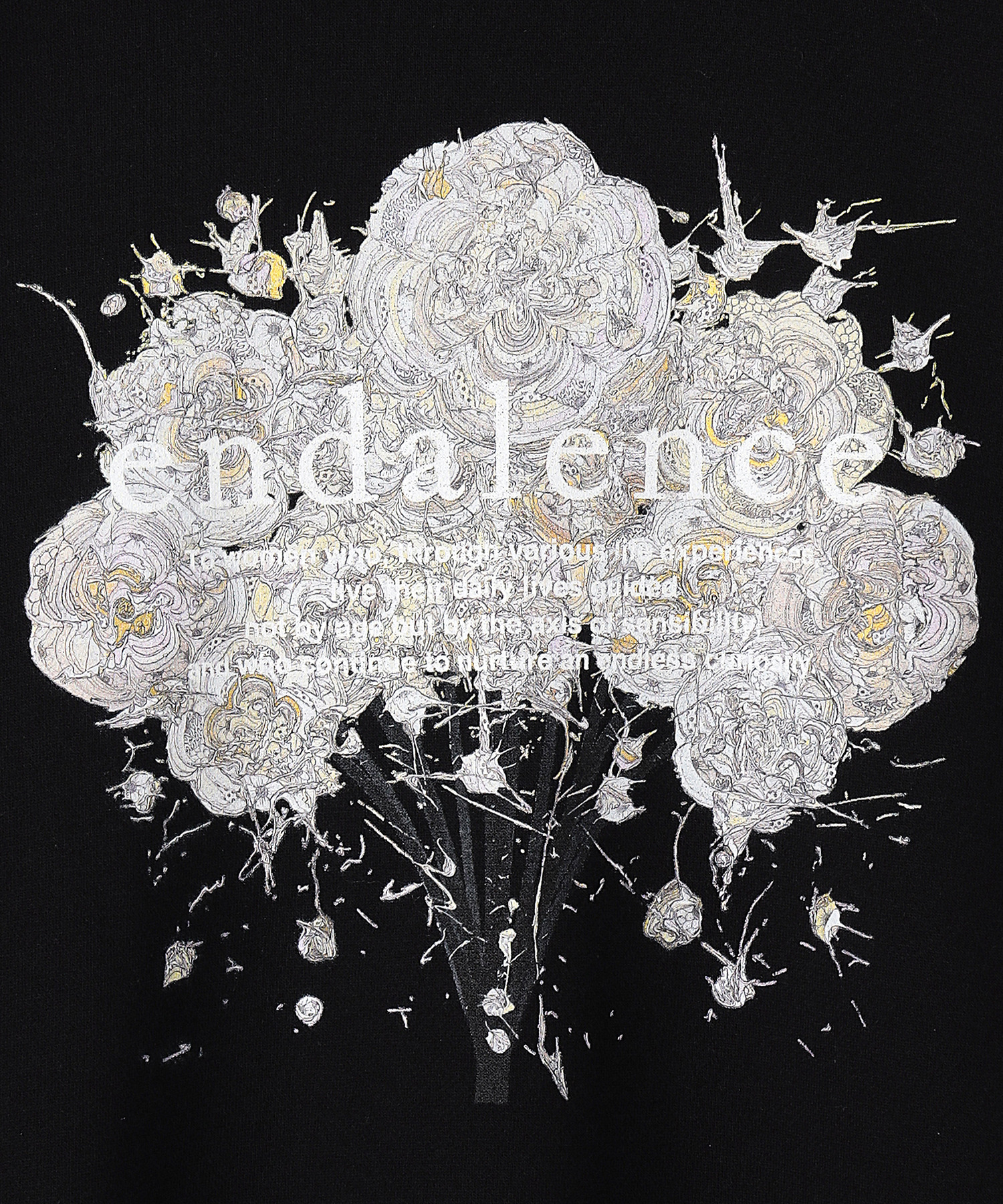 【endalence】endalence×Yuta Okudaコラボレーション裏毛スウェット＜ライトブーケ＞ 詳細画像 ブラック 7