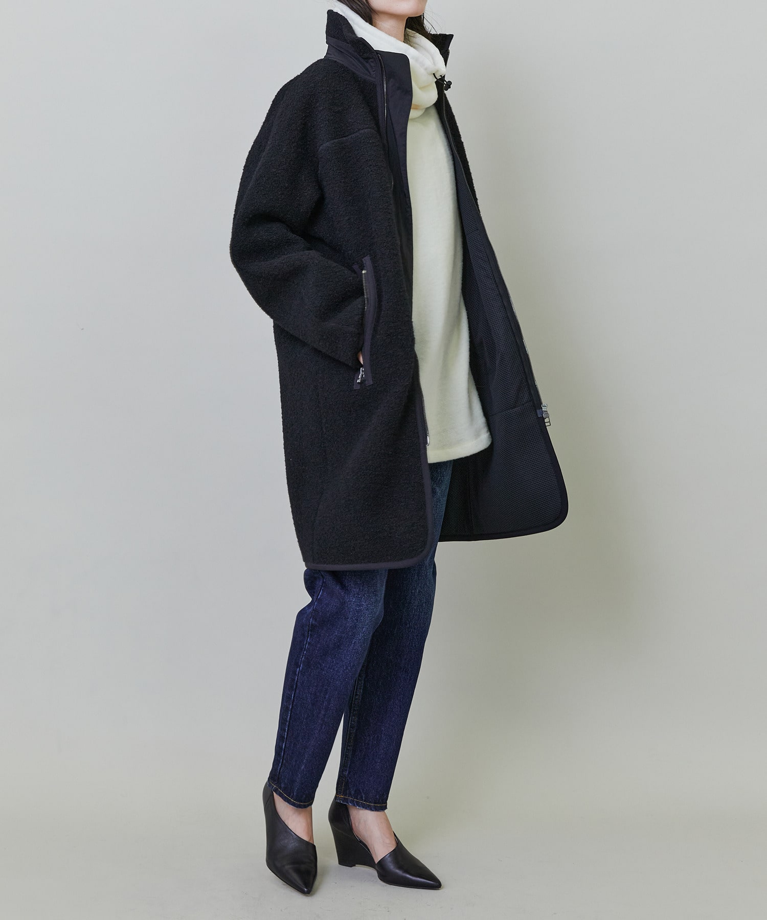 【endalence】ボンディングジャージィコート 詳細画像 ブラック 3