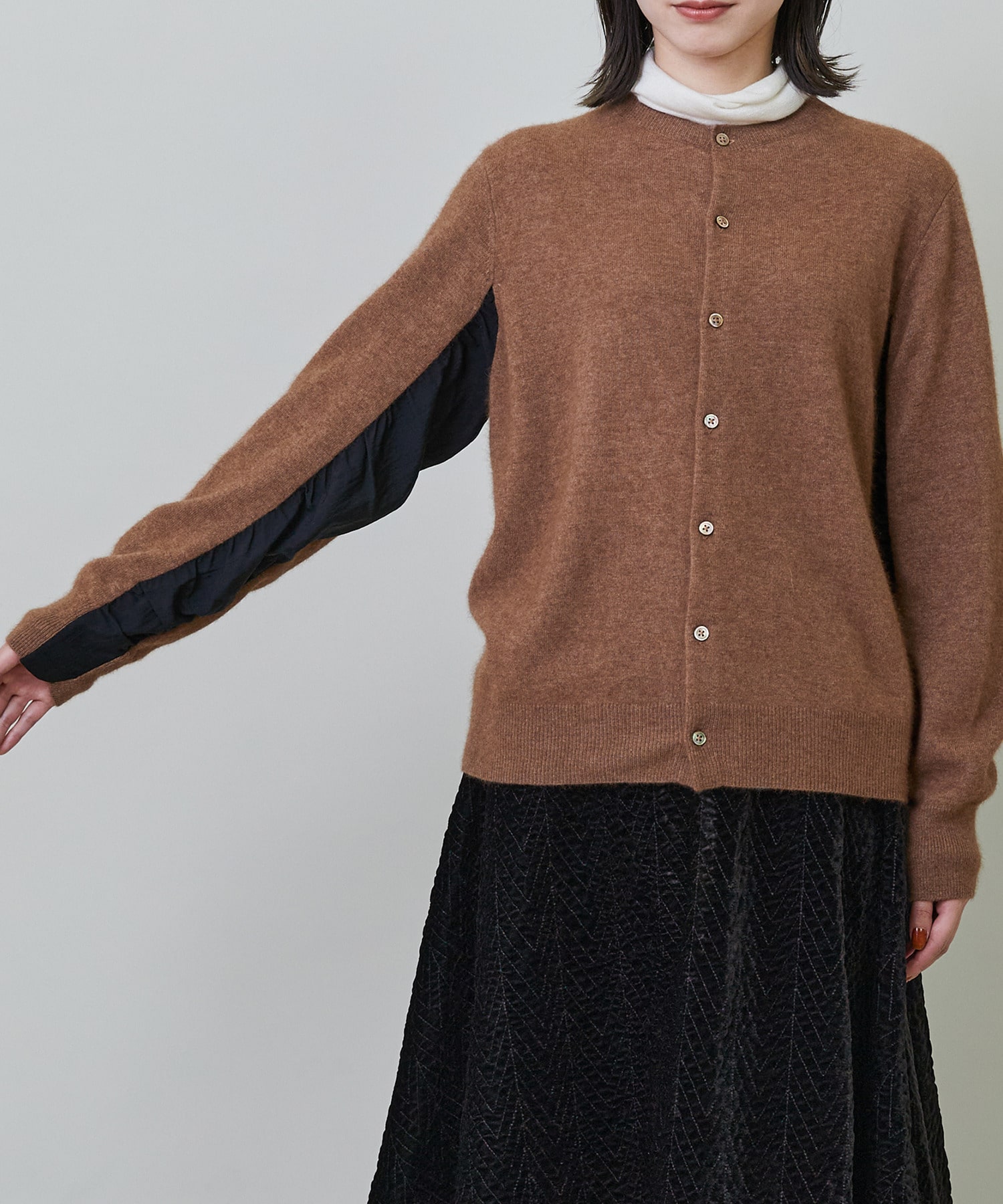 【endalence】ラクーン×タイプライターカーディガン 詳細画像 ブラック 14