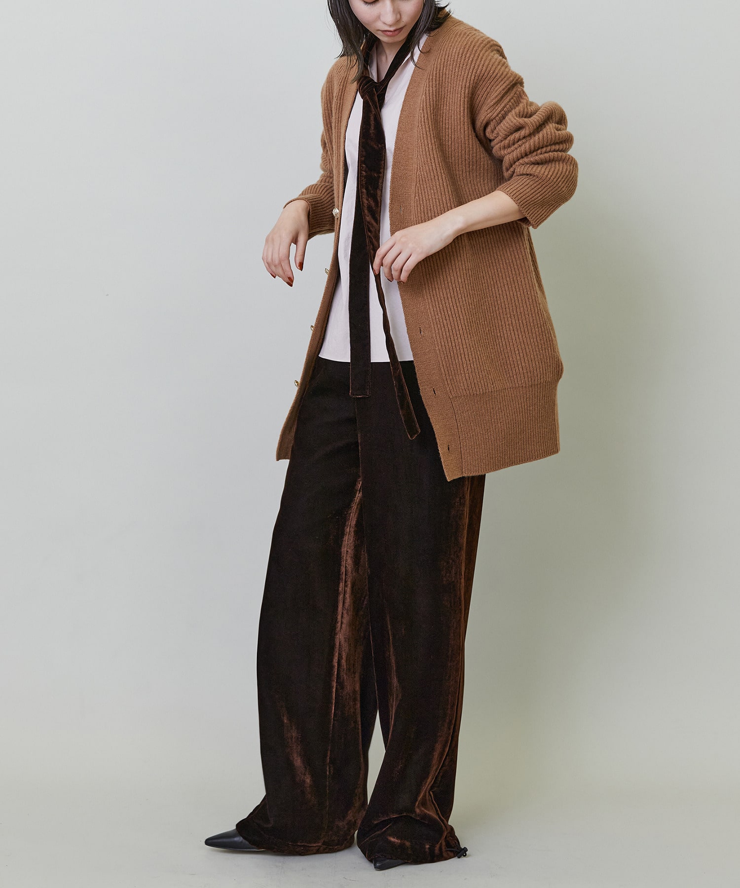 【endalence】畦ミドルゲージロングカーディガン 詳細画像 キャメル 8