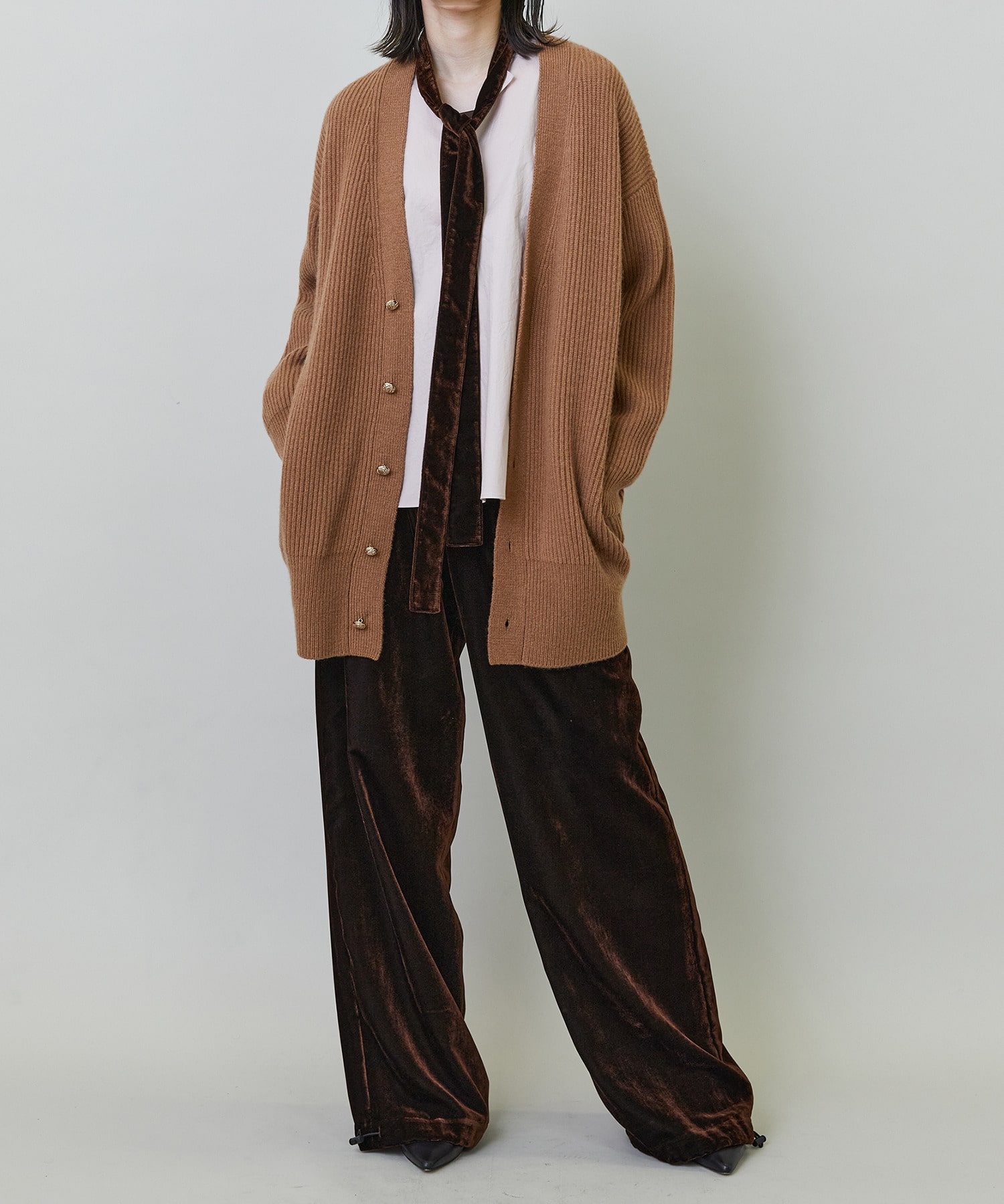【endalence】畦ミドルゲージロングカーディガン 詳細画像 キャメル 9